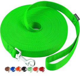 AMAGOOD Dog/Puppy Obedience Recall Training Agility Lead-15 ft 20 ft 30 ft 50 ft Long Leash-for Dog Training,Tie Out,Play,Safety,Camping (15 feet, Green)