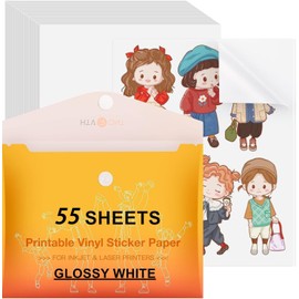 HTVRONT Glossy Printable Vinyl Sticker Paper 55 Pack 8.5" x 11"