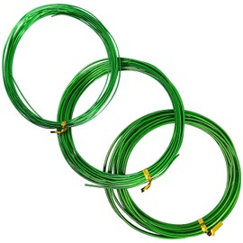 3 Rolls of Green Anodised Aluminium Bonsai Training Wire, Each Roll Is 5 Meters Long, Available in 3 Sizes (1.0mm, 1.5mm, 2.0mm)