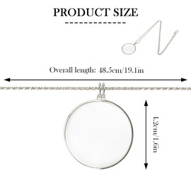 UPIQNG Magnifier Hanging Necklace Magnifying Glass Necklace Magnifier Glass Pendant Chain Loupe Necklace Ornaments 5X Monocle Lens Pocket Reading Magnifier,Sliver