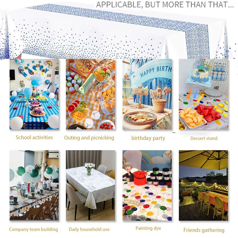 5 Pack Disposable Plastic Tablecloth,137x274cm Gold Stamping Dot Rectangular Table