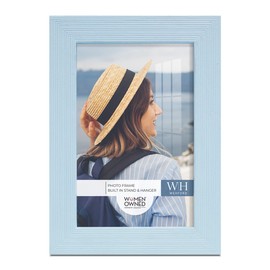 Renditions Gallery 4x6 inch Picture Frame Modern Style Wood Pattern and High Definition Glass Ready for Wall and Tabletop Photo Display, Blue Frame