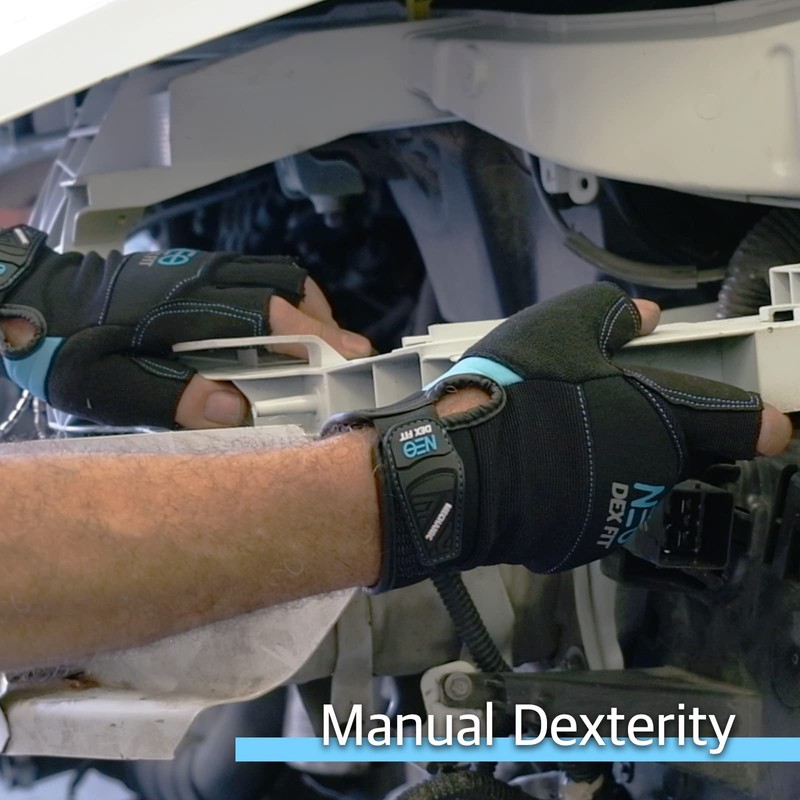 DEX FIT MG310 Mechanic Fingerless Gloves, Durable Reinforcements, Firm Grip,