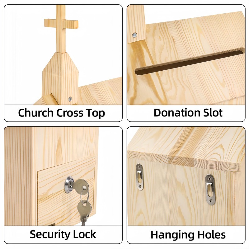 Dmnnlp Offering Boxes for Church, Cross Prayer Request Box with