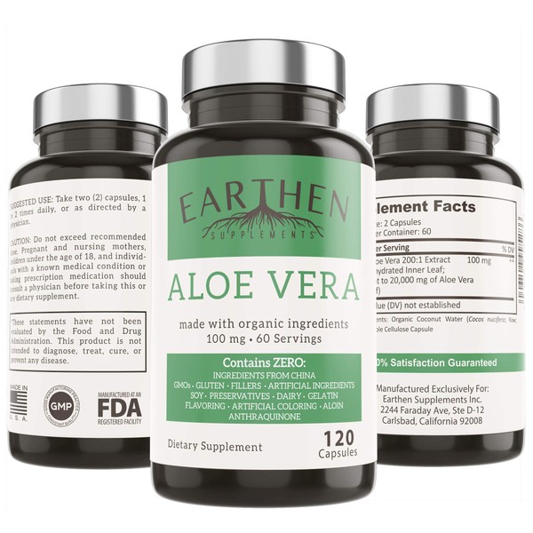 Organic Aloe Vera Supplement Equivalent to 20,000mg- RAW All Natural Non-GMO