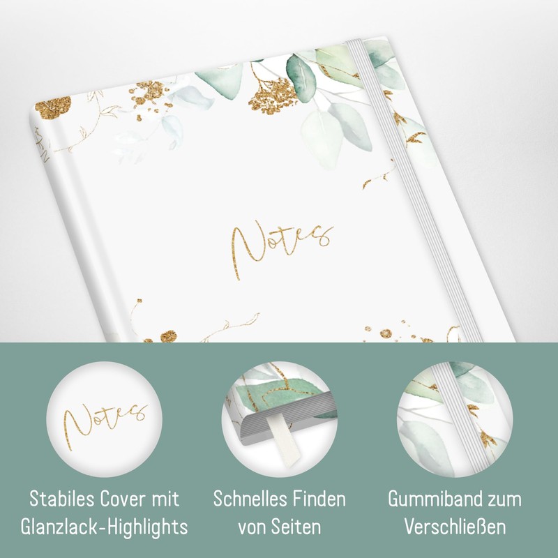 Trendstuff by Häfft Notebook A5+ Squared with Elastic Band [Gold