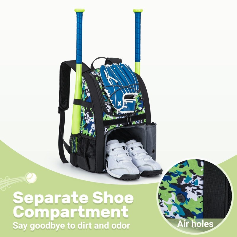 KAVIGOR Youth Baseball Bag, Softball Bag for Girls & Boys,