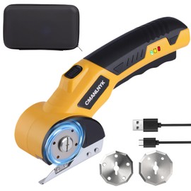 Cordless Electric Scissors - Portable Electric Box Cutter, High-Precision Cardboard Cutter with Type-C Charging & LED Light, for Cardboard, Fabric, Carpet, Leather, Sponge (Yellow)