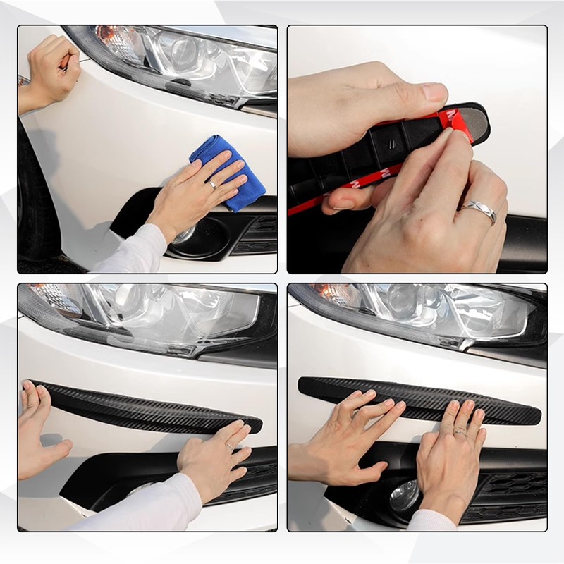 QKYS 2PCS Car Bumper Guard Strip, Scratch-Resistant Anti-Collision Patch, Rubber