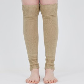 Mysocks Leg Warmers Extra Soft Stylish Fancy Winter 80s Party Dance Accessories Long Legwarmers for Women Girls Ladies Plain Beige