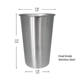 KHOMEMMM 6 Pack 14 oz Stainless Steel Pint Cups Tumblers For Travel Kids Stackable Metal Drinking Glasses for Bar, Home, Outdoors, Restaurant Reusable Stainless Steel Kids Cups (6 Pack-14oz)