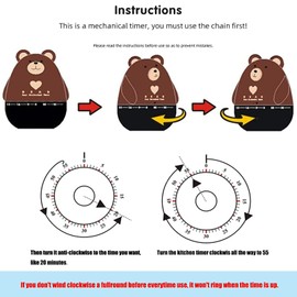 Exbrith 1 Piece Mechanical Kitchen Timer, Countdown Timer, Kitchen Timer, Timer for Cooking, Egg Boiling, Mask Apply, Baking, Sports, Learning, Homework, Debate, Competition