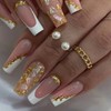 TOGZOM Uñas Postizas Medianas Cuadradas Con Lámina Dorada - Punta