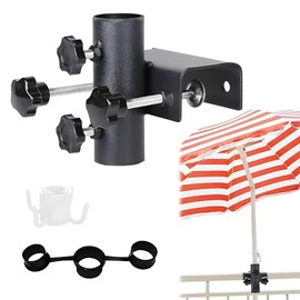 Parasol Holder Balcony Railing with Hooks, Diameter 25-38 mm Balcony Umbrella Holder Adjustable, Parasol Holder, Balcony Railing Bracket, Balcony Umbrella Holder