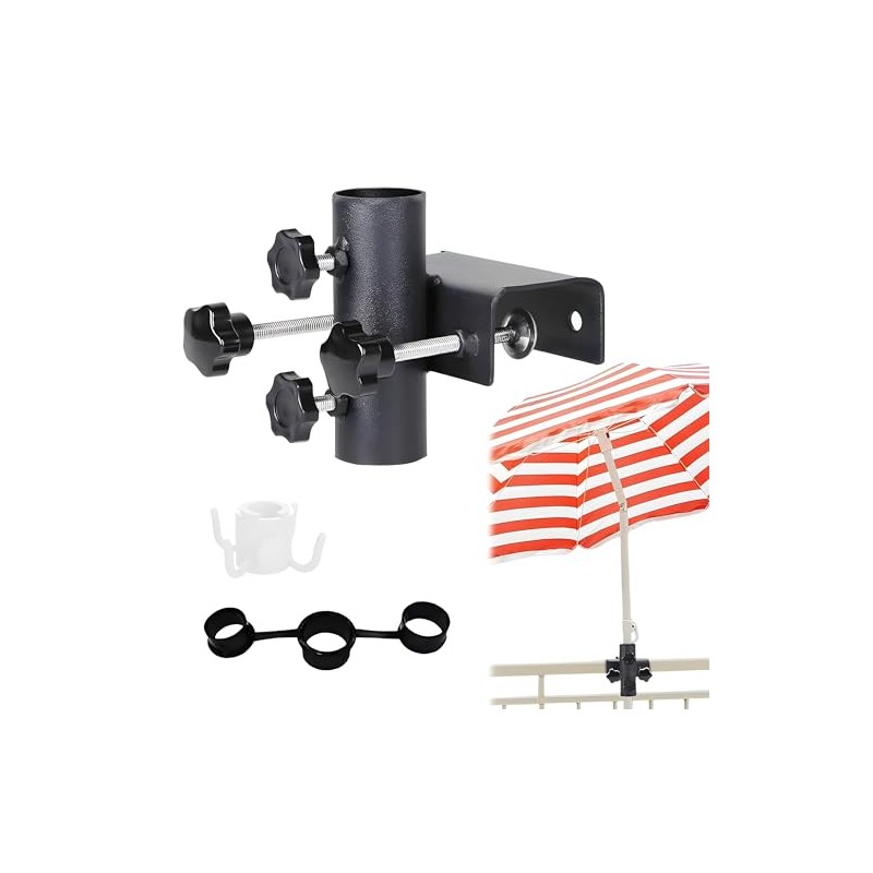 Parasol Holder Balcony Railing with Hooks, Diameter 25-38 mm Balcony