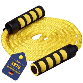 Best Sporting Skipping Rope with Soft Handles, Length 400 cm, Colour Yellow, Swing Rope for Multiple Jumpers, Group Rope for Children and Adults, Ideal for Playful Exercises with Children