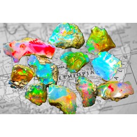 SCIENCE Natural Mineral Specimen "Ethiopia Opal (Ethiopia-Opal) Approx. 0.4 inches (10 mm); Origin: Ethiopia Federal Democratic Republic of Ethiopia" Original Specimen Case (3.2 x 2.4 x H.8 inches (82