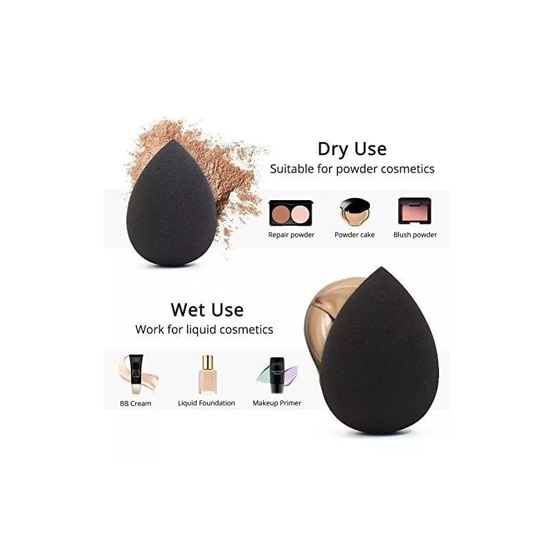 Beakey Esponjas Para Difuminar Mezclar Maquillaje 5 Piezas Negro