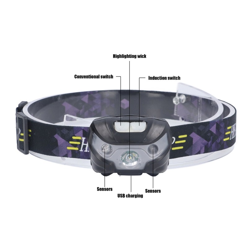 LED Gestures Sensor Headlight Multifunctional Outdoor Waterproof Headlamp for Camping