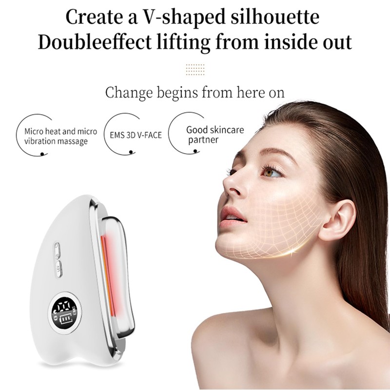 Rain smaller® EMS Gua Sha,Gesichtsmassagegerät Gua Sha Elektrisch mit Vibration&Wärme