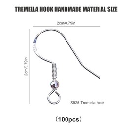 100Pcs Silver Earring Hooks for Jewellery Making - 925 Sterling Silver, Hypoallergenic Fish Hook Earring Wires, Earring Making Supplies, Jewellery Findings for Jewellery Making DIY Earring