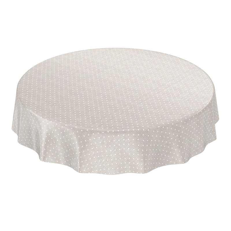 ANRO Oilcloth Tablecloth Oilcloth Tablecloth Polka Dots Plain Beige 120