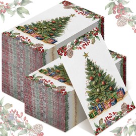 Epakh 200 Pcs Bulk Vintage Christmas Tree Guest Napkins 2 Ply Disposable Christmas Decorative Paper Napkins Dinner Holiday Paper Guest Towels for Bathroom Xmas Winter Party Supplies, 7.9 x 4.3"