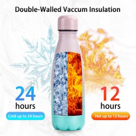 Insulated Water Bottle,2 Pack-12oz Stainless Steel Water Bottles with straw lid,Metal Sports Thermos Water Bottles for Boys,Girls,Double Wall Vacuum BPA-Free Flask for School, Sports(oasis-rainbow)