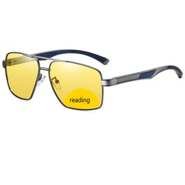 COTIA Classic Men Bifocal Reading Sports Sunglasses Night Driving Yellow Lenses Cycling Fishing Driving Sun Glasses (gun, 2.5, multiplier_x)