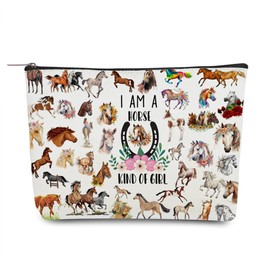 Odebyata Horse Lovers Makeup Bag Pouch, Cute Horse Girl Cosemetic Bag, Funny Gift Toiletry Bag Organizer Bag for Cowgirl Daughter Besties Mom Grandma Girlfriends Birthday Horse Riders Gifts (Horse)