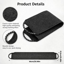 Back Scrubber for Shower, Double Sided Exfoliating Back Exfoliator with Handles, Stretchable Long Body Washcloth for Men Women, Deep Cleansing Exfoliating Shower Towel (Black)