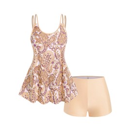 ROSE GAL Rosegal - Traje de baño tankini con estampado de cachemira, talla grande para mujer, Naranja Claro_1, 4XG
