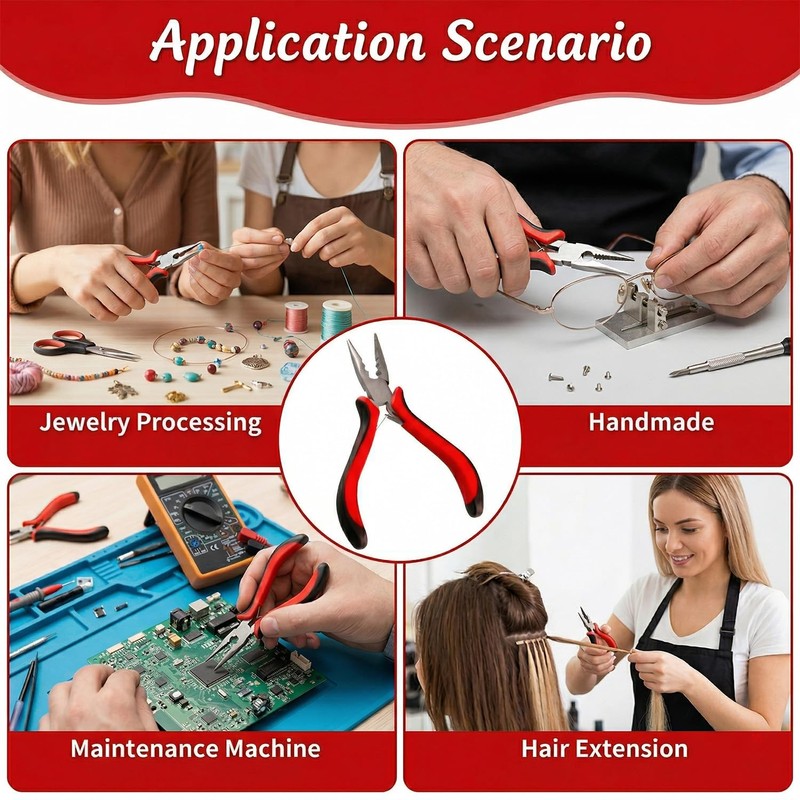 Wellrun 3-Hole Hair Extension Pliers for Micro Rings,Professional Nano Beads