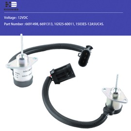 6691498 Fuel Shut Off Solenoid 1503ES-12A5UC4S 6691313 1G925-60011 for Bobcat Skid Steer 425 428 430 435 325 328 329 Bobcat Excavator S205 S510 S530 S130 S150 S160 S175 12VDC