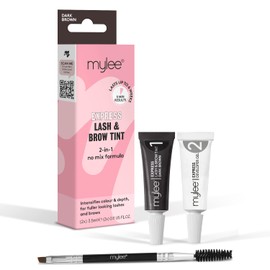 Mylee Express Lash & Brow Kit – 2 in 1 No Mix Formula, Tint + Developer Gel + Double Sided Brush, Professional Eyelash & Eyebrow Dye Tinting, Long Lasting, Semi-Permanent, Fast & Easy (Dark Brown)