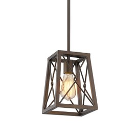 FEMILA Farmhouse Pendant Light, 1-Light Metal Wire Cage Hanging Lantern, Oil Rubbed Bronze Finish, 4FY16-M1L ORB