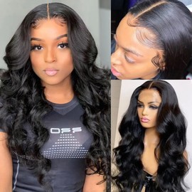 4x4 Body Wave Lace Closure Wigs Human Hair for Black Women HD Lace Front Wigs Wear & Go Glueless Lace Wig Pre Plucked with Baby Hair Frontal Wigs Human Hair 150% Density 18 Inch
