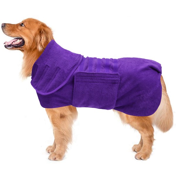 Dog Drying Coat Dressing Gown Towel Robe pet Microfibre Super
