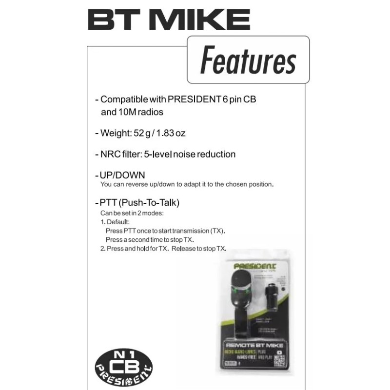 For PRESIDENT President Remote BT Mike Handsfree Wireless Steering Wheel