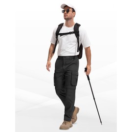 AOHIKE Mens Convertible Hiking Pants - Zip Off Lightweight Casual Travel Pants for Men Outdoor Work, Black