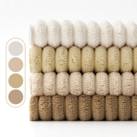 EMEMA Corduroy Cushion Covers, Decorative, Soft, for the Sofa, Armchair, Home, Bedroom, Set of 4, 50 x 50 cm, Beige Series