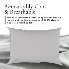Bamboo Bay Hotel Quality 4 Piece Cooling Pillow Cases For Hot Sleepers - 100% Viscose Made From Bamboo Pillowcase - Soft & Breathable Pillow Covers with Envelope Closure - Queen 20" x 30" - Light Grey