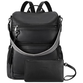 BOSTANTEN PU Leather Laptop Backpack for Women Designer Travel Backpack with Laptop Compartment Ladies Computer Shoulder Bags