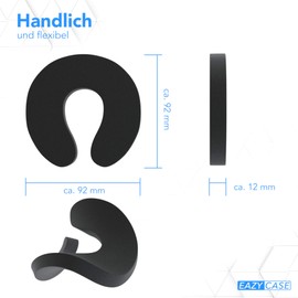 EAZY CASE 6 x Finger Clamp Protectors, Foam Door Stop, Child Lock Against Random Doors and Windows, Spacers for Drawers for Plug-in Drawers, Bumper for Corners and Edges, Black