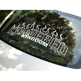 Lowered Kingdom Flame Windshield Rear Window Decal Car Sticker Banner JDM Vinyl Graphics Stance Kanji KDM (11" x 30")