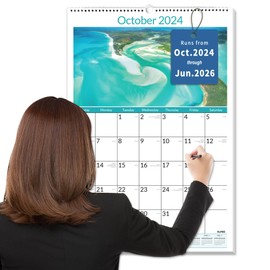 SUNEE Calendar 2024-2025, Large Wall Calendar 22.75"x15.5" with Lines, 21 Month Calendar from October 2024 to June 2026, Vertical Large Monthly Calendar 2024 for Wall, Beaches