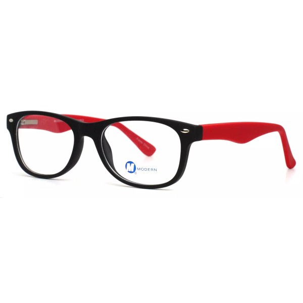 MODERN OPTICAL Equal Black Red Mens Rectangle Full Rim Eyeglasses