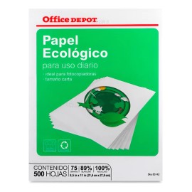 Papel Reciclado Carta Office Dep Ecológico 500 Hojas Blancas Blanco