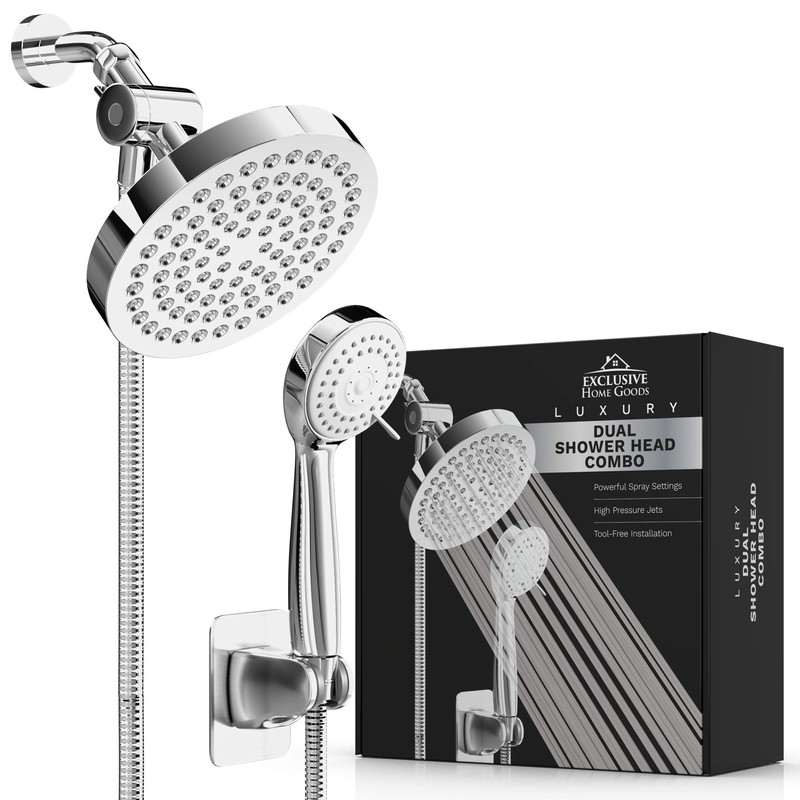Shower Head With Handheld Combo, 6 Inch High Pressure Rainfall