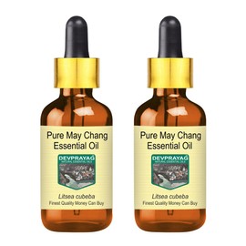 Devprayag Pure May Chang Essential Oil (Litsea cubeba) with Glass Dropper Natural Therapeutic Grade Steam Distilled (Pack of Two) 100ml X 2 (6.76 oz)